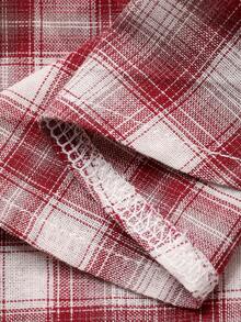 DAZY Tween Boy Plaid Short Sleeve Single-Breasted Pocket Casual Shirt - Red - View 9