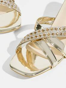 CUCCOO TILAWA Gorgeous Feng Shui Diamond High-Heeled Sandals Women's Versatile Sandals - Gold - View 6