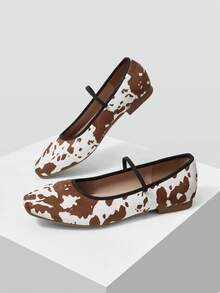 Mnmlis Women's Fashion Commuter Casual Cow Print Flats Valentine's Day - Brown - View 6