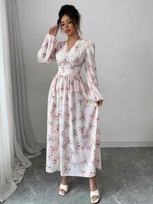 Modelyn 女士梭织印花链条腰A字连衣裙 - 粉色 - 查看 5