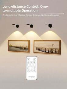 1pc Rechargeable Wireless Indoor Wall Light/Spotlight/Table Lamp/Smart Led Motion Sensor Light/Photo Light With Remote Control Back-To-School Season Essentials - Black - View 1