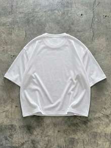 ROMWE MEN 男士宽松印花短袖T恤，复古街头风 - 白色 - 查看 2