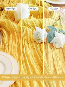 35 * 71/118/157 Inch Cheese Cloth Table Runner & Napkin, Countryside Transparent Table Runner,Bohemian Style Table Runner Suitable For Wedding Decoration/Garden Arch,Perfect For Wedding,Holiday,Party,Decoration,Home Decor (Multiple Colors Available) - Turmeric - View 15