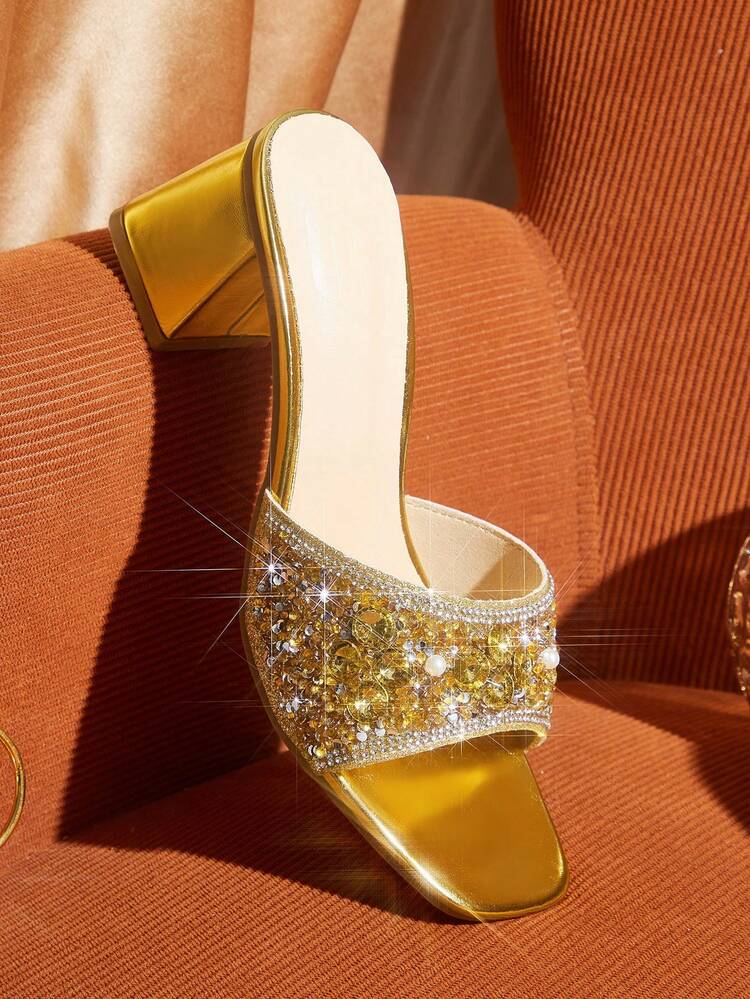 CUCCOO TILAWA Women's Fashion Crystal Glass Rhinestone Embellished High-Heeled Sandals, Suitable For Outdoor Activities And Parties, Spring And Summer Shoes, Spring Break Easter Dance Heels