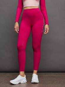 Activina Women's Fitted Casual Breathable Letter Print Equestrian Outfit - Hot Pink - View 5