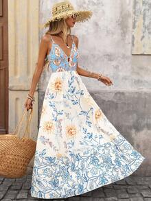 Brillora Đầm không tay in hoa dành cho nữ, phong cách nghỉ dưỡng cổ điển. - Nhiều màu - Xem 1