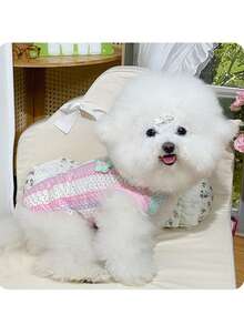 PETSIN 宠物狗春夏彩虹撞色镂空吊带猫咪泰迪熊吊带背心 宠物狗服装 宠物用品服装 - 彩色 - 查看 9