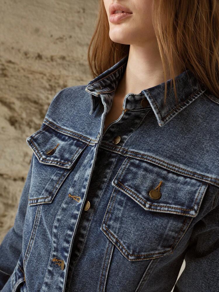 SHORT WASHED FITTED WAIST DENIM DRESS, SPRING/SUMMER