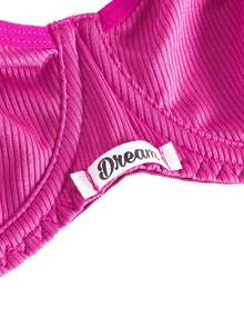 Lowkey Lull 2pcs Set Women's Underwear With Steel Rings, 1/2 Cup, Gather, Simple & Comfortable, High Elasticity, High Support - Hot Pink - View 7