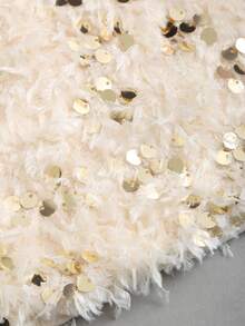 Glamine Glänsande sexig rygglös paljett-off-shoulder miniklänning, lämplig för bröllopsgäster, tillbaka till skolan, elegant damklänning, sexig klänning, festklänning, höst, aftonklänning, bröllopsgästklänning, romantisk klänning, höst-/vinterkläder, födelsedagsklänning, festklänning, elegant klänning, romantisk klänning, höstkläder, countrymusikfestivaloutfit, bröllopsgäst - Aprikos - Visa 4