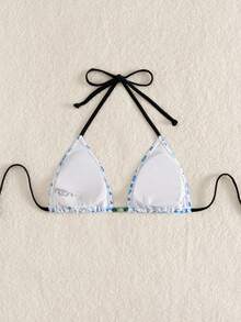 Swim Mod 女士夏季度假休闲沙滩碎花泳衣上装，比基尼挂脖串珠泳衣套装 - 彩色 - 查看 2