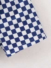 SHEIN Playful Pals Toddler Boys' Fresh & Cute Plaid Print Romper Set, Spring/Summer - Blue - View 8