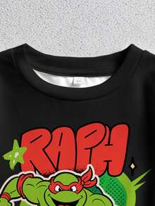 TEENAGE MUTANT NINJA TURTLES | SHEIN 男童卡通印花圆领短袖T恤套装，夏季休闲款 - 白色 - 查看 5