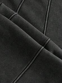 AXEPEAK 男士字母印花做旧抽绳腰休闲百搭日常运动裤 - 黑色 - 查看 4