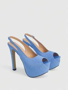 CUCCOO LuxiPop Women's Fashion Party Waterproof Platform High Heel Sandals - Blue - View 3