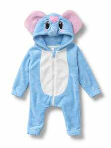 Enterizo bebe animalitos con capucha suave adorable - Celeste - Ver 4