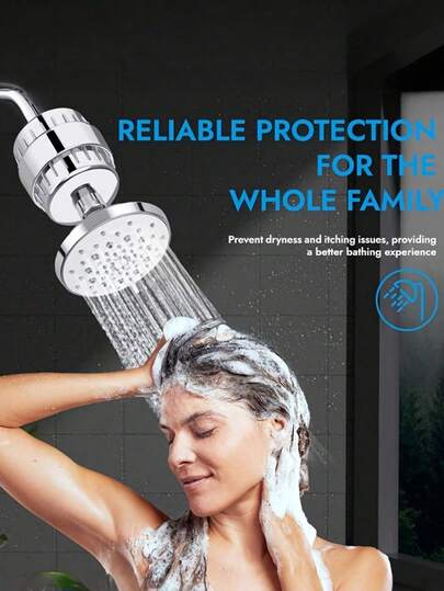 30-Level Shower Filter, Suitable For Hard Water, High-Output Showerhead Filter For Removing Chlorine And Fluoride, Maintains Water Flow Design, Chrome Finish, Bathroom Decor.