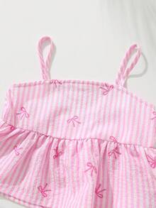 Cozy Pixies 2件套女婴碎花吊带背心和松紧腰裤套装 - 粉色 - 查看 3