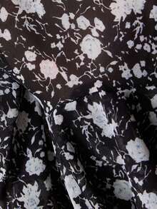 Revavyn Novo vestido mini romântico floral com camadas de bolo, decote em V, cintura alta e manga comprida - Multicolorido - Ver 4