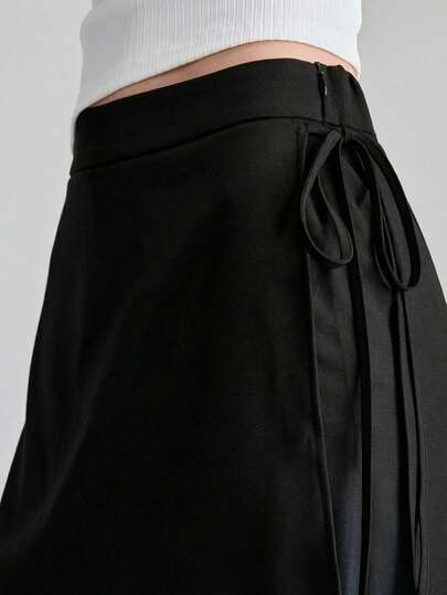 Ontre 女士黑色舒适阔腿裤，修身直筒设计，配有可拆卸外层，弹性腰带，适合商务、休闲、办公等多种场合，也适合婚礼、邮轮、机场和日常通勤等优雅场合。