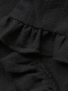 FRIFUL Đầm nghỉ mát không tay viền bèo dành cho nữ - màu đen - Xem 3