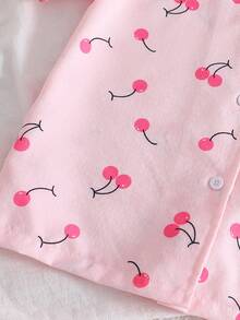 Bộ 2 món gồm áo ngắn tay và quần in hình bướm cho bé gái, đồ ngủ thường ngày. - Hồng - Xem 4