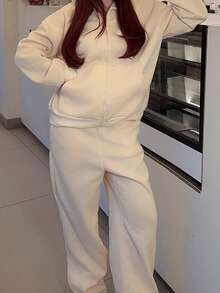 Abrilcols Women's Butter Yellow Casual Loose Sweatshirt Set,Y2k Clothes ,Fall Clothes For Women - Yellow - View 4