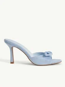 CUCCOO CHICEST 女士时尚优雅派对及通勤蝴蝶结装饰高跟凉鞋 - 藍色 - 查看 4