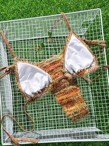 Swim Vcay Bộ bikini 2 mảnh kiểu dáng mới, chất liệu mềm mại, cạp cao, buộc dây bên hông, thích hợp cho nữ, đi biển, mùa xuân/hè. - Nhiều màu - Xem 6