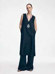 Mnmlis Women's Flat Sandals, Spring/Summer Fashion New Woven PU Material Minimalist Casual Style Classic Strap Flat Slide Sandals - Black - View 7