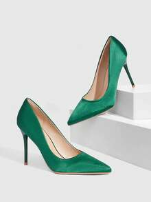 CUCCOO SZL Classic Champagne Glitter High Heel Wedding Shoes For Christmas - Green - View 3