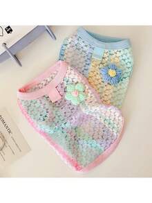 PETSIN 宠物狗春夏彩虹撞色镂空吊带猫咪泰迪熊吊带背心 宠物狗服装 宠物用品服装 - 彩色 - 查看 5