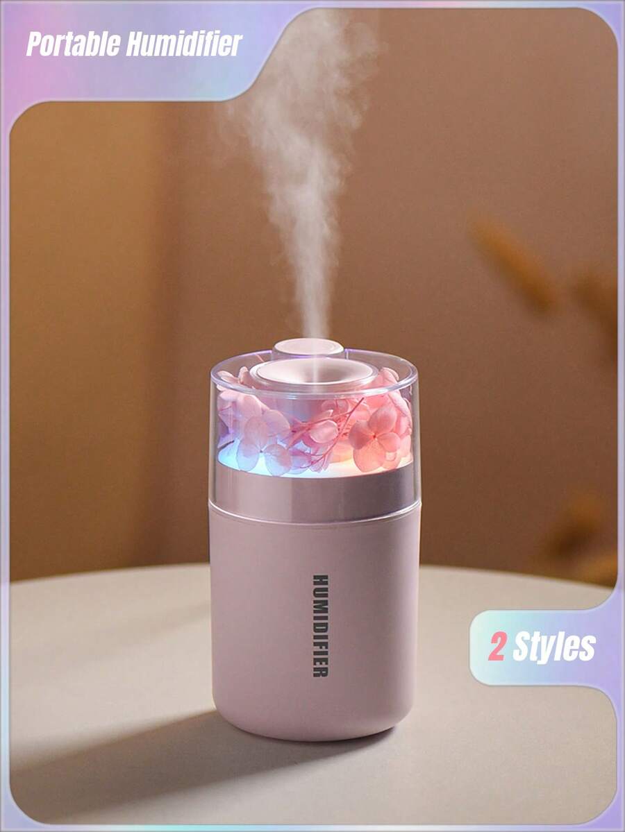 Eternal Flower Mini Humidifier | 2-Speed Mist Mode USB Humidifier | 7-Color LED Night Light | Quiet Operation Desktop Humidifier | Auto-Shut Off Aromatherapy Diffuser - Multicolor - View 1