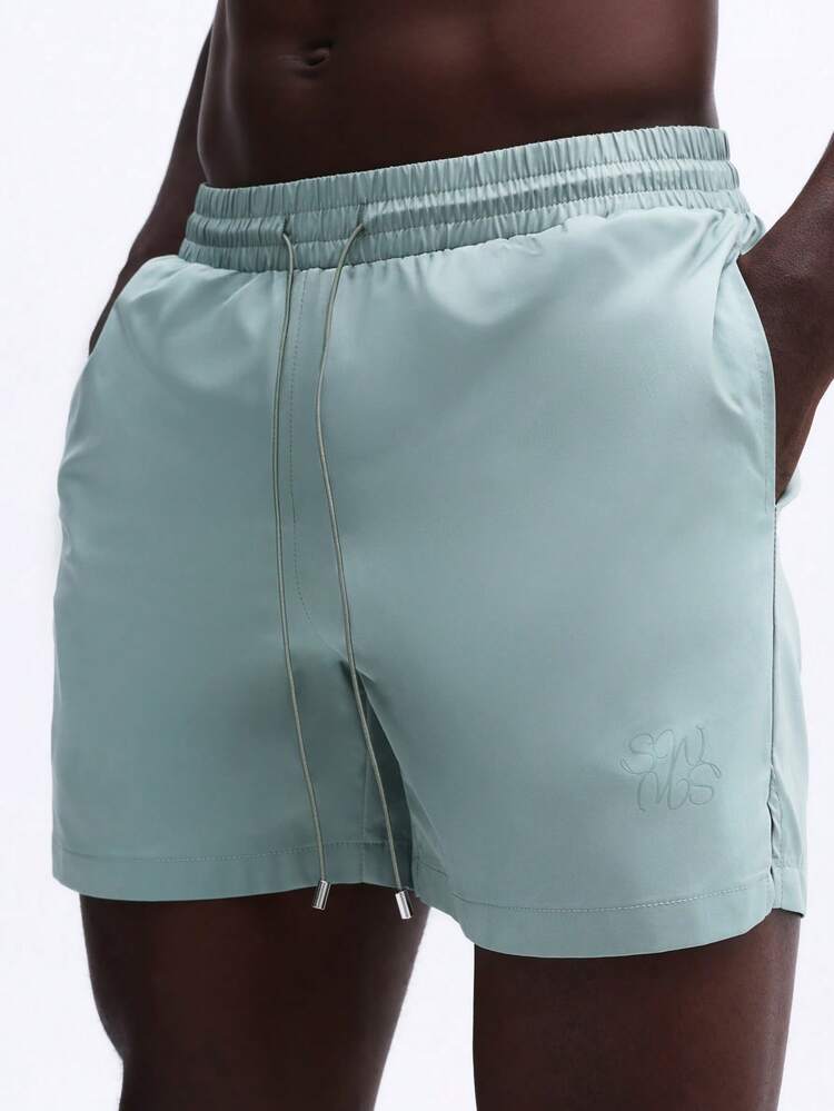 Badeshorts mit elastischem Bund und gesticktem Logo