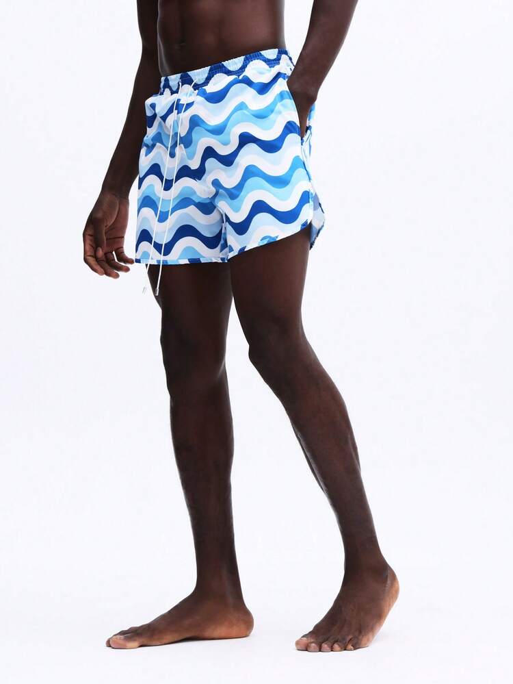 Wave Pattern Swimming Trunks