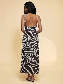 Travachic Women's Zebra Print Fringe Spaghetti Strap Slip Dress,Vacation Casual Terno Outfit For Women,Summer Holiday Outfits,Spring Break Outfits,Party Outfit,Beach Outfit,Spring Clothing,Carnival Costume,Elegant,Floral,Carnival,Spring To Summer ,Party , Boho,Mexican Style,Tropical,Bohemian,Ibiza,Western,Summer Dress,Wedding Guest Dress For Women,Birthday Dress,Party Dress,Elegant Dresses For Women,Floral Dress,Summer Dress, Mexican Style Dress Women Boho Dress For Women,Graduation Dress, Graduation Outfit For Mother - Multicolor - View 2