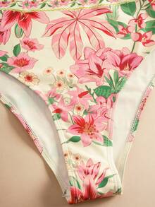 Travachic 女士印花时尚比基尼泳装套装，含配套半裙，适合夏季海滩、海滩、女士海滩装扮、海滩套装、外出、度假、女士度假装扮、假日、夏季、夏季服装、女士夏季装扮、情人节、狂欢节、狂欢节服装、派对、外出、外出装扮、休闲、优雅、Y2K、花朵、白色、红色、粉色 - 彩色 - 查看 8