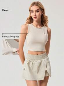 OutZeal Women Sports Bra Gym Yoga Pilates Quick Dry Bra-In Mesh Design Tops - Beige - View 3