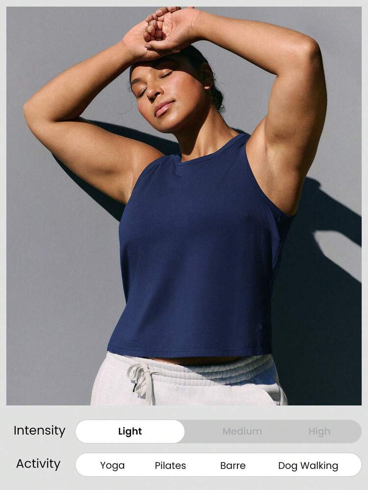 GLOWMODE Áo tank top lửng City Beat chất liệu cotton Pima cao cấp, nhẹ, thoáng khí, co giãn, xẻ tà hai bên, có logo phản quang, thích hợp mặc hàng ngày. - Dark Blue - Xem 6