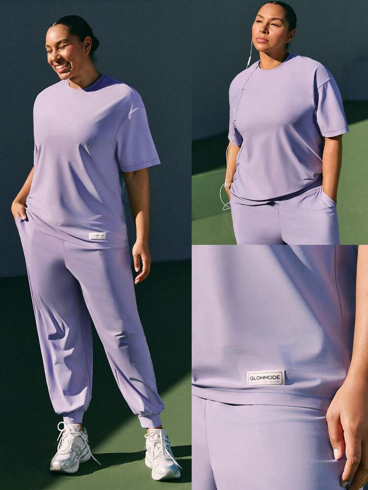 T-shirt col rond ample, grande taille, rafraîchissant, à séchage rapide, coupe ample, longueur hanches. Idéal pour la gym, les entraînements, le studio et le port casual quotidien