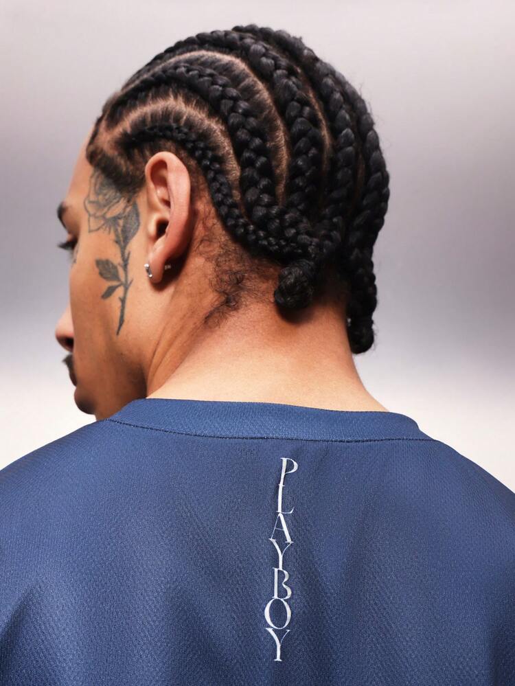 PLAYBOY X SUMWON Bunny Logo Regular Fit Mesh Short Sleeve Crew Neck Tee Casual Street Wear