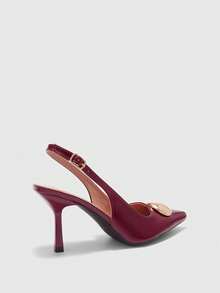 CUCCOO BIZCHIC Women's Pointed Toe Stiletto Heel Elegant Commuting Fashion Versatile Sandals - Burgundy - View 9