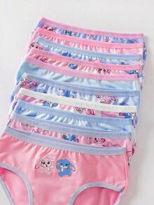 SHEIN Bộ 10 chiếc quần lót trẻ em gái in hình động vật hoạt hình dễ thương, họa tiết thỏ nhiều màu sắc, thích hợp cho mùa hè. - Nhiều màu - Xem 3