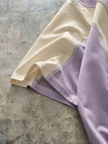 AXEPEAK Plus Size Men's Casual Fashion Street Daily Commute Contrast Color Loose T-Shirt, Summer - Purple - View 4