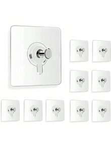 1/5/10/15/20/21/30个装自粘墙钩，免钉墙面挂钩，图钉挂钩，免钉相框挂钩，适用于家庭室内装饰 - 無色 - 查看 12