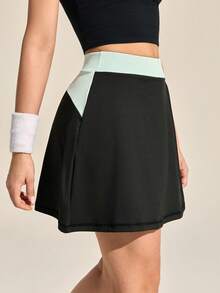 Exploreva Women's Colorblock Casual Versatile Outdoor Mini Skirt & Skort, Summer - Black - View 4