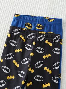 BATMAN X Cozy Pixies 4pcs Young Boy Snug Fit Pajama Set, Cartoon Superhero Pattern Soft Knit Crew Neck Long Sleeve Top And Elastic Waist Long Pants - Grey - View 3