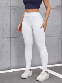 Flexra 白色修身高弹中腰休闲百搭牛仔裤 - 白色 - 查看 4