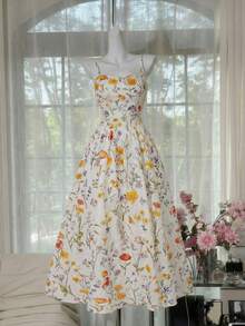 SHEIN MOD Đầm lửng nữ in hoa thêu họa tiết - Nhiều màu - Xem 7