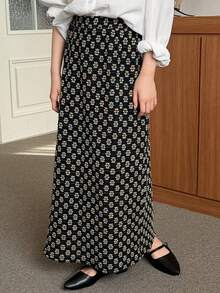 DAZY Tween Girls' Allover Print Long Casual Summer Skirt - Black - View 1